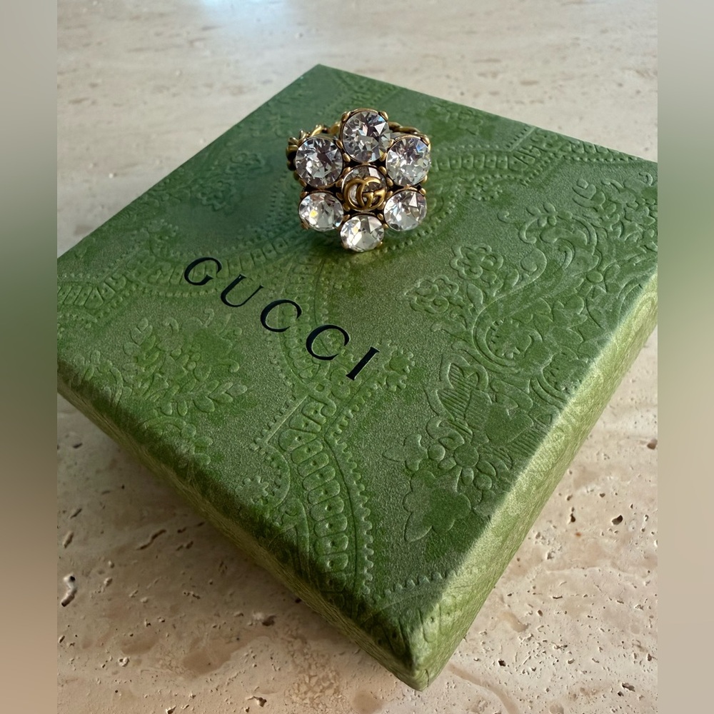 NWT GUCCI GG Marmont Crystal Ring  Designer Size: M / IT 16 - Picture 7 of 16